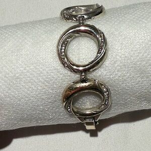 Brighton Austyn Silver Open Circle Crystal Link Bracelet